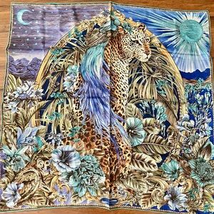 Leopard and Floral Silky Scarf